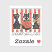 Sticker Éffrayant et mignon - Chat noir et Citrouille (Feuille)