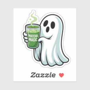 Sticker Éffrayant Halloween Fantôme Boire Matcha Boire