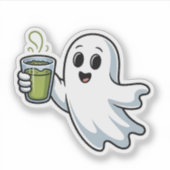 Sticker Éffrayant Halloween Ghost Holding Matcha (Devant)