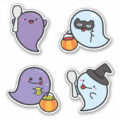 Sticker éffrayant Halloween Kawaii Ghosts (Devant)
