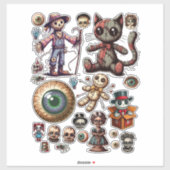 Sticker Éffrayant Halloween sombre horreur ARt Fiche colla (Feuille)