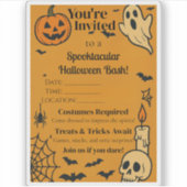 Sticker Éffrayant Invitation Halloween Bash | Fantômes et  (Devant)