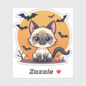 Sticker Éffrayant Kawaii Siamese Kitten - Style Chibi (Feuille)