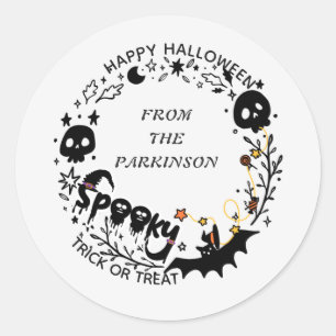Sticker éffrayant rond de germe - Happy Halloween 
