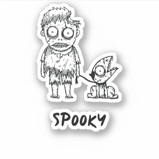 Sticker Éffrayant Zombie d'Halloween (Devant)
