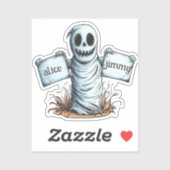 Sticker Éffrayante maman tenant deux bannières (Feuille)