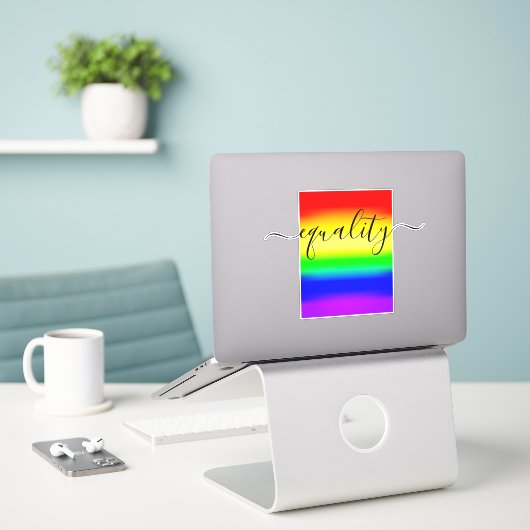 Sticker Égalité LGBT Rainbow Pride Ombre Gradient (Ordinateur portable sur le bureau)