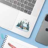 Sticker Église de Noël d'hiver | Pays neige (Ordinateur portable avec iPhone)