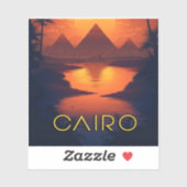 Sticker Égypte Coucher de soleil : Pyramides et rivière du (Feuille)