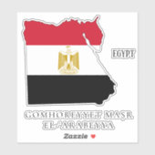 Sticker Egypte Drapeau Charme Carte Patriotique (Feuille)
