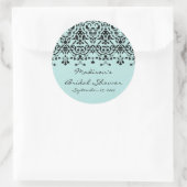 Sticker Elegant Aqua & Black Damask Fête des marié (Sac)