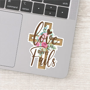 Sticker Elégant aquarelle Floral Cross Love Never Fails