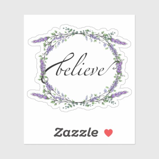 Sticker Elégant aquarelle Lavender Eucalyptus Believe (Feuille)