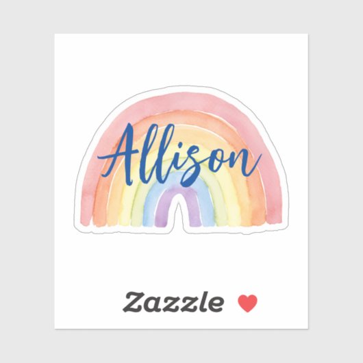 Sticker Elégant Aquarelle Rainbow Name (Feuille)