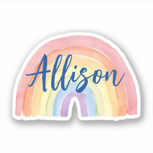 Sticker Elégant Aquarelle Rainbow Name (Devant)