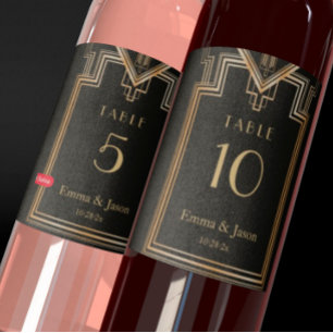 Sticker Elégant Art Déco Gold et Black Table Numéro étique