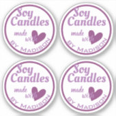 Sticker Élégant blanc violet fait de bougies de coeur d'am (Devant)