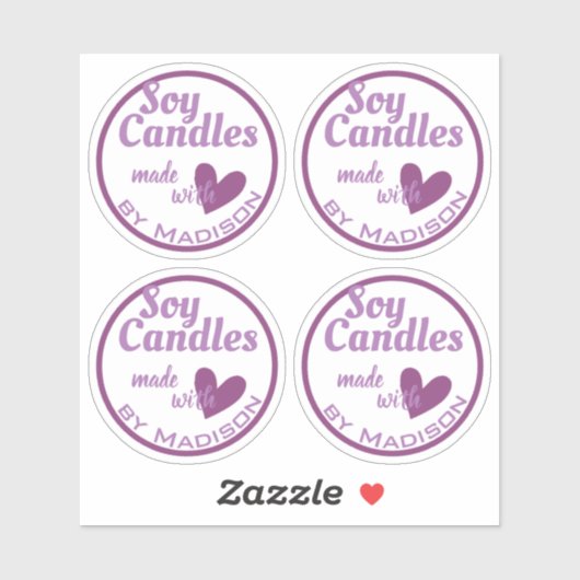Sticker Élégant blanc violet fait de bougies de coeur d'am (Feuille)