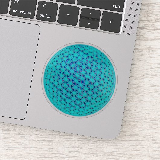 Sticker Élégant bleu néon fleur turquoise de vie (Détail)