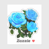 Sticker Elégant bleu turquoise rose bleu floral bleu fleur (Feuille)