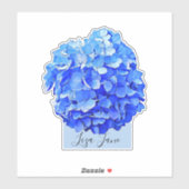 Sticker Élégant Blue Hydrangea Nom personnalisé (Feuille)