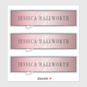 Sticker Elégant Blush Faux Rose Gold | Nom et initiales (Feuille)