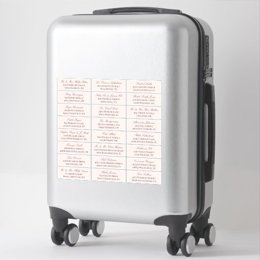 Sticker Élégant Blush Grey Script 24 Mariage Adresse du cl (Sur valise)