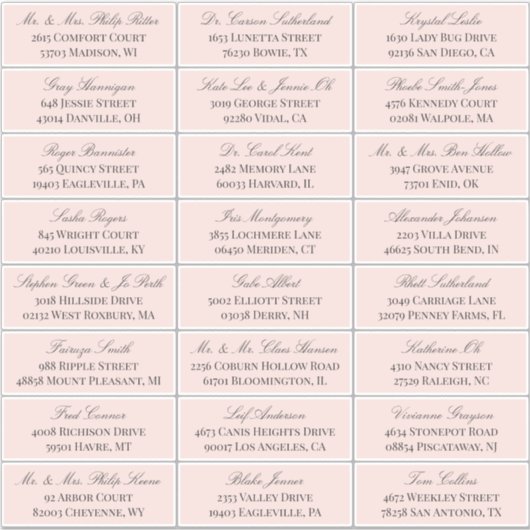Sticker Élégant Blush Grey Script 24 Mariage Adresse du cl (Devant)