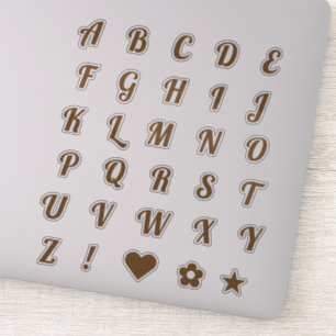 Sticker Élégant Bronze Script lettres majuscules Alphabet