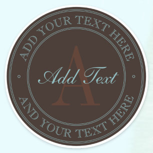 Sticker Élégant Brown foncé et léger Monogramme Turquoise 