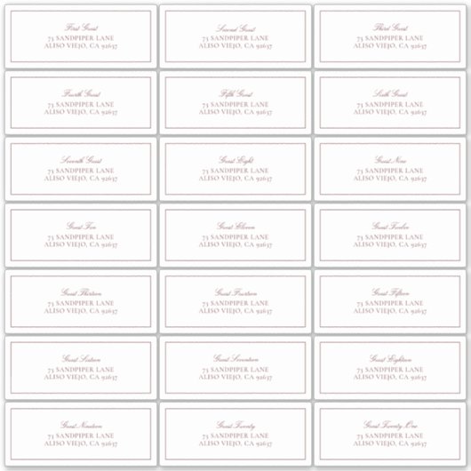 Sticker Elegant Burgundy Classic Script Adresse Invité (Devant)