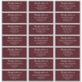 Sticker Elegant Burgundy Wedding Guest Address Labels  (Devant)
