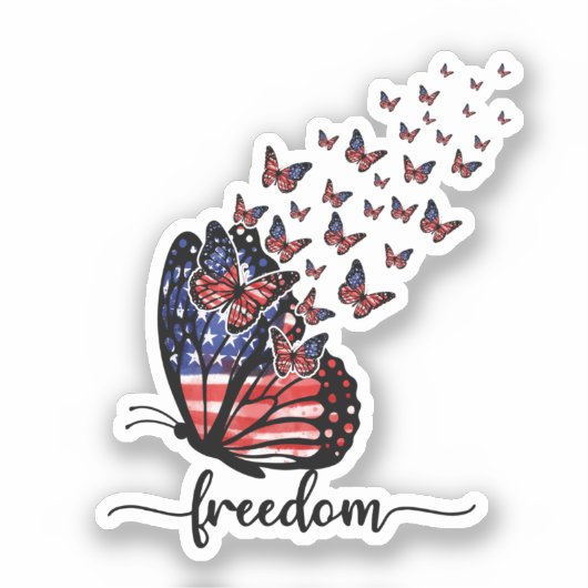 Sticker Elegant Butterflies | American Flag | Freedom (Recto)
