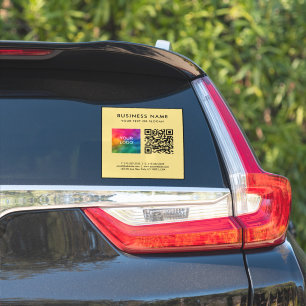 Sticker Élégant Code QR Noir Et Or Logo Texte L Grand