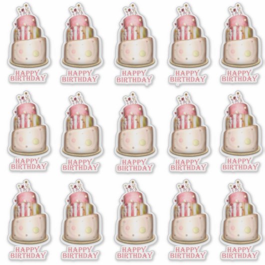 Sticker Elégant contour de gâteau rose d'anniversaire (Devant)