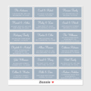 Sticker Elegant Dusty Blue Script Mariage Adresse du clien