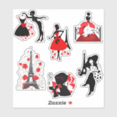 Sticker élégant élégant élégant belle silhouettes de mode (Feuille)