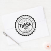 Sticker élégant en Merci noir blanc fait main (Enveloppe)