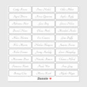 Sticker Élégant et transparent nom d'invité traditionnel (Feuille)