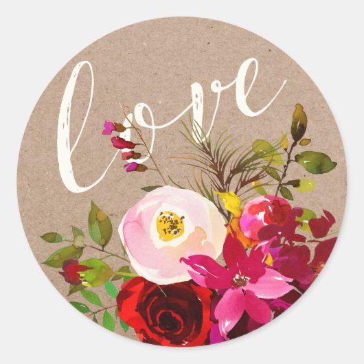 STICKER | Elegant Floral Rustic Boho Love Wedding (Voorkant)