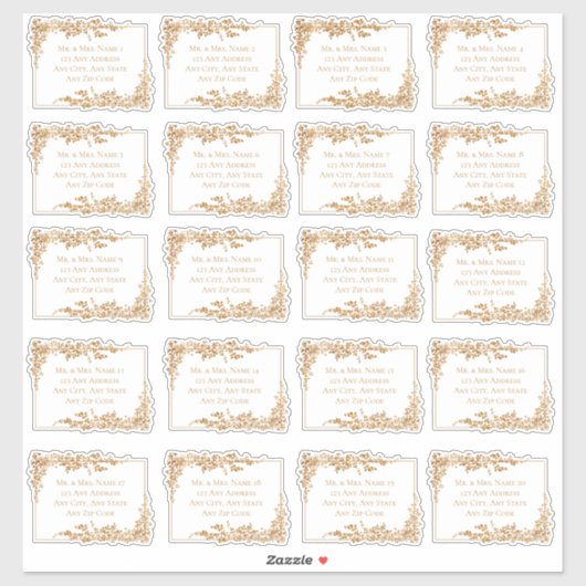 Sticker Elegant Gold Floral Leaf Address Labels (Feuille)