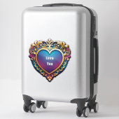 Sticker Elegant Gold-Frame Ornate Heart Design (Sur valise)
