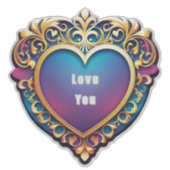 Sticker Elegant Gold-Frame Ornate Heart Design (Devant)