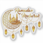 Sticker Elegant Gold Ramadan Mubarak Mosque & Lanterns (Devant)