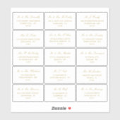 Sticker Elegant Gold & White Mariage Adresse individuelle (Feuille)