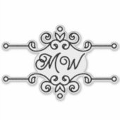 Sticker Élégant Gris Noir Flourdissant Ajouter Monogramme  (Devant)