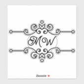 Sticker Élégant Gris Noir Flourdissant Ajouter Monogramme  (Feuille)