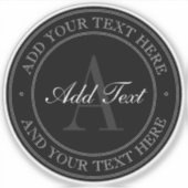 Sticker Élégant gris noir modifiable Texte transparent (Devant)