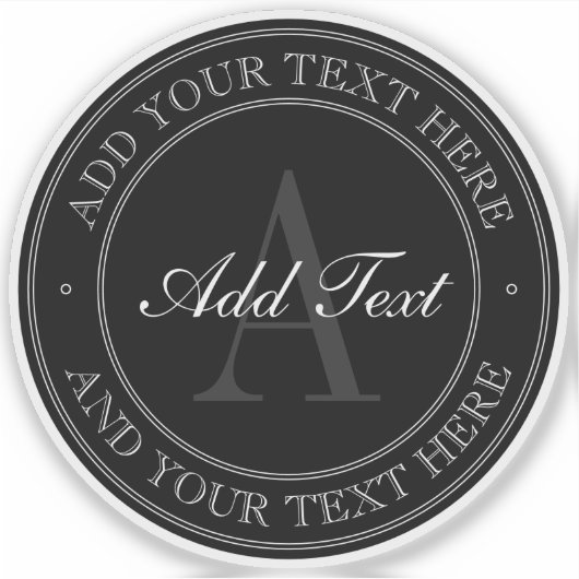 Sticker Élégant gris noir modifiable Texte transparent (Devant)