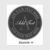 Sticker Élégant gris noir modifiable Texte transparent (Feuille)